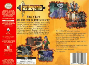 Castlevania (USA) (Rev 1) box cover back